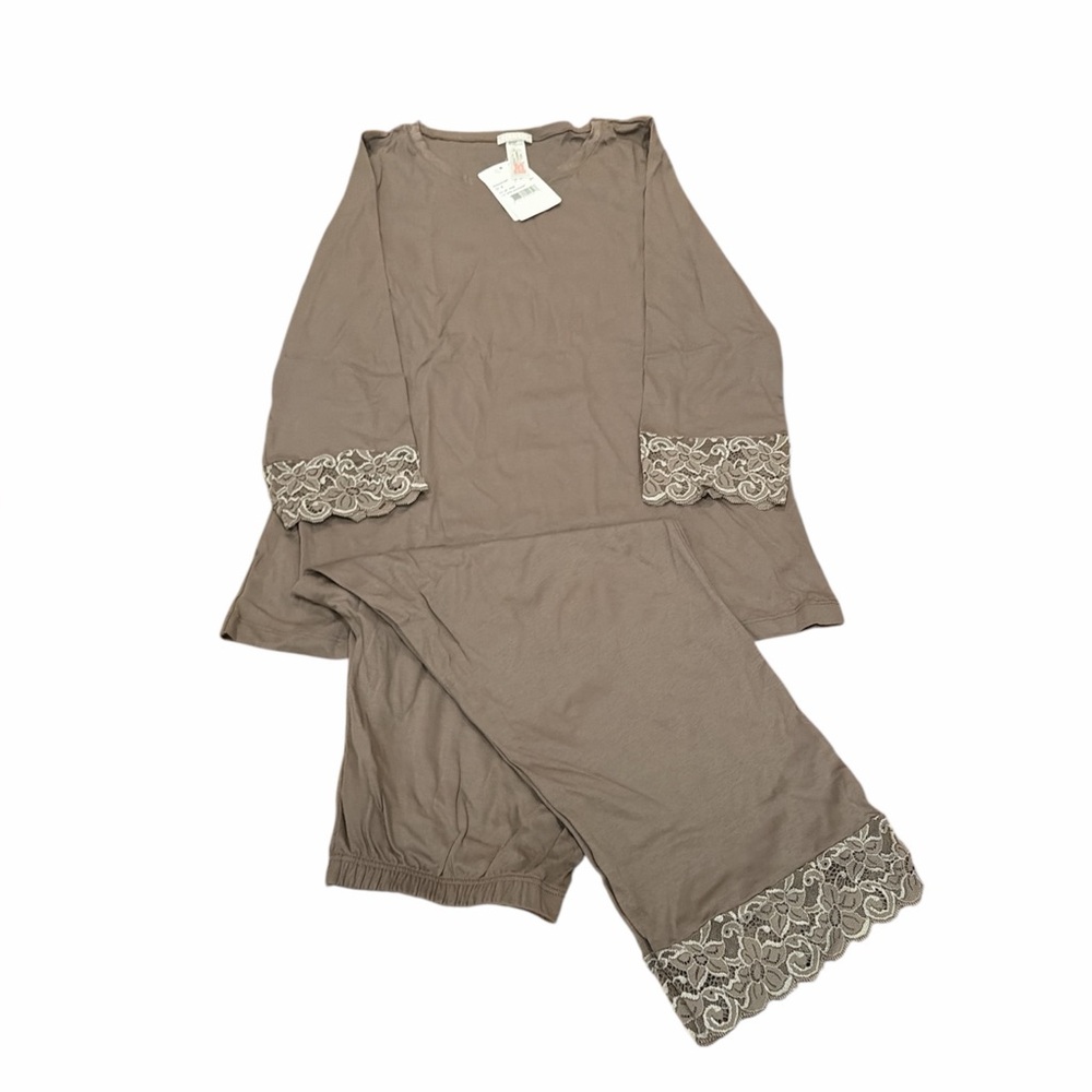 NWT Hanro Moments Elegant Pajama Set with Lace Trim Size Small